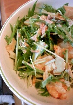 びっくりおいしい水菜とポテチのサラダ-レシピのメイン写真