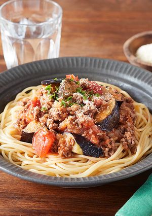 白だしで出来る！なすのミートトマトパスタ-レシピのメイン写真