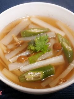 胃腸に優しい大根とオクラとナメコのスープ-レシピのメイン写真