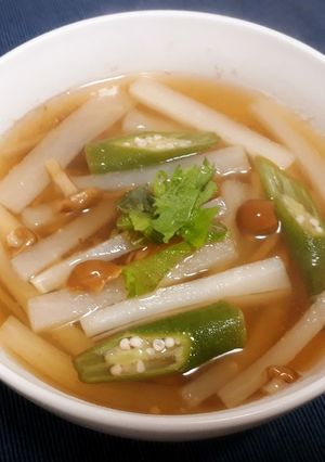 胃腸に優しい大根とオクラとナメコのスープ-レシピのメイン写真