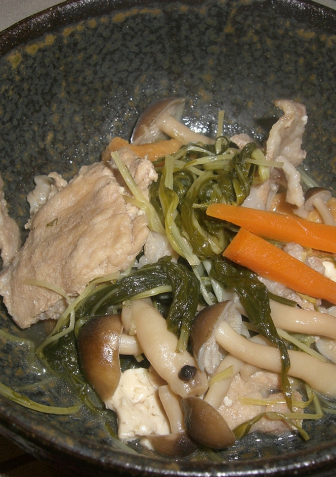 みず菜と豚肉の煮浸し-レシピのメイン写真