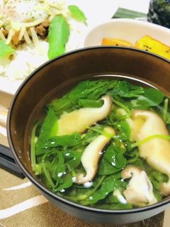 簡単小松菜と椎茸のお味噌汁-レシピのメイン写真
