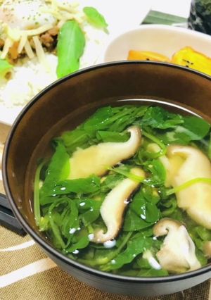 簡単小松菜と椎茸のお味噌汁-レシピのメイン写真