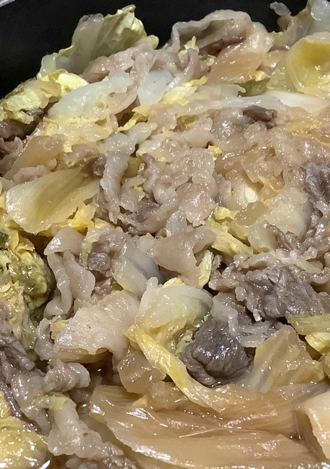 牛こま肉と白菜のミルフィーユ鍋すき焼き風-レシピのメイン写真