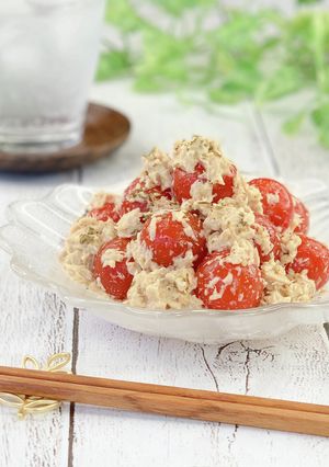 ツナとプチトマトの味噌マヨ和え*包丁不要-レシピのメイン写真