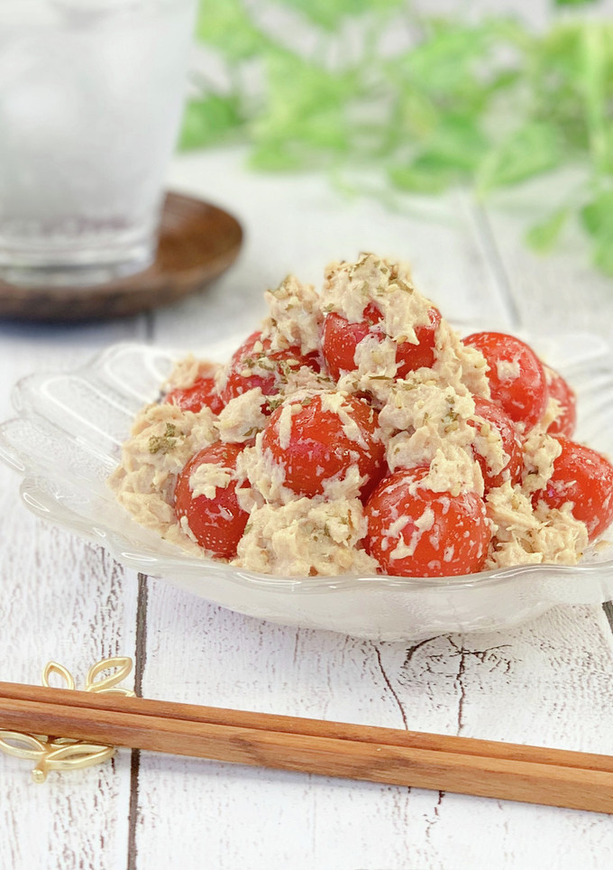 ツナとプチトマトの味噌マヨ和え＊包丁不要-レシピのメイン写真