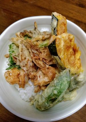 ホタテと舞茸のかき揚げ天丼-レシピのメイン写真