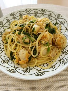 ベビーホタテとほうれん草の和風パスタ-レシピのメイン写真