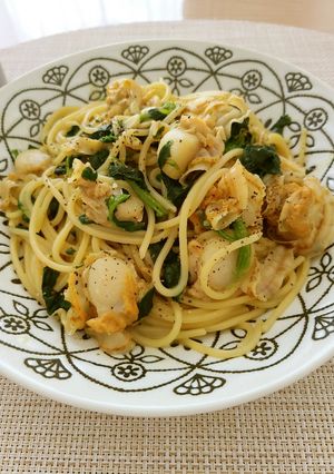 ベビーホタテとほうれん草の和風パスタ-レシピのメイン写真