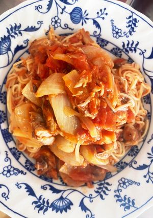 サバのトマトソースパスタ-レシピのメイン写真