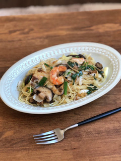 【簡単・ランチ】エビと長ネギのパスタ-レシピのメイン写真