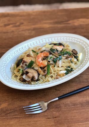 【簡単・ランチ】エビと長ネギのパスタ-レシピのメイン写真