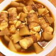 豆腐の豚バラ巻きと大根のスープカレー