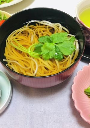 今日の夕飯は簡単かけうどんで春晩ご飯-レシピのメイン写真