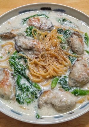 カキと菜の花のクリームパスタ-レシピのメイン写真