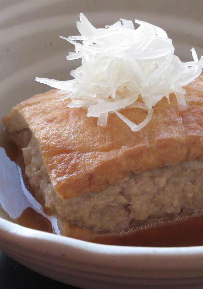 レンジで簡単！ 厚揚げのひき肉はさみ蒸し-レシピのメイン写真