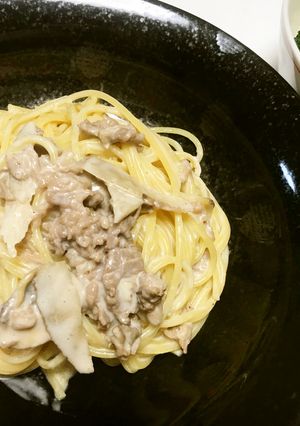 ごぼうと牛肉のクリームパスタ-レシピのメイン写真