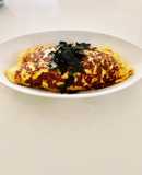 パスタソースで明太子オムライス