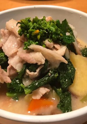 あとのせ！菜花と豚バラの食べる豚汁-レシピのメイン写真