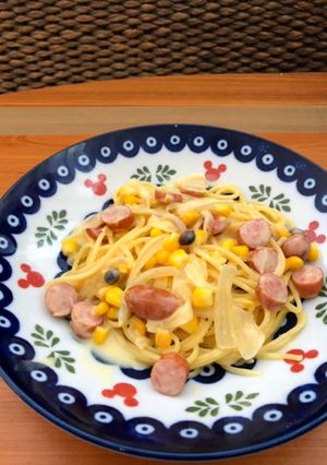 簡単♪コーンクリームパスタ-レシピのメイン写真