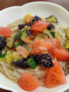 【幼児食】夏野菜とツナの冷やしそうめん-レシピのメイン写真