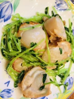 ベビーホタテと豆苗の簡単マヨ炒め-レシピのメイン写真
