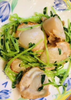 ベビーホタテと豆苗の簡単マヨ炒め-レシピのメイン写真