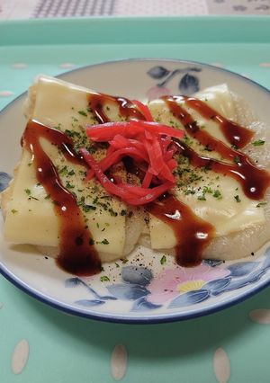 フライパンでカリッとお好み焼き風もち-レシピのメイン写真