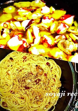 キャンプでアヒージョandパスタ-レシピのメイン写真
