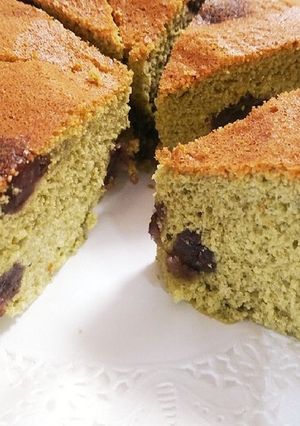 炊飯器で作る　あんこ入り抹茶カステラ-レシピのメイン写真
