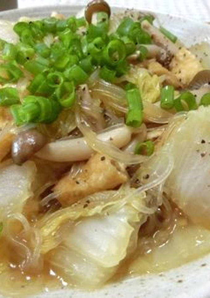 ズボラ一発☆　白菜と油揚げと春雨の中華煮-レシピのメイン写真