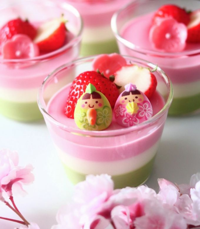簡単＊三色パンナコッタ 2021雛祭り用 by ローズ＆ローズ06