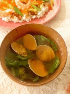 はまぐりと菜の花のお吸い物-レシピのメイン写真