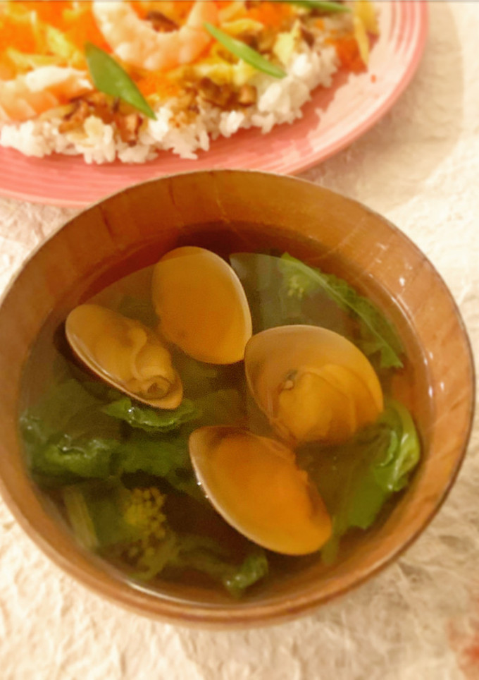 はまぐりと菜の花のお吸い物-レシピのメイン写真
