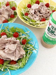 豚肉と水菜とミニトマトのおかずサラダ。-レシピのメイン写真