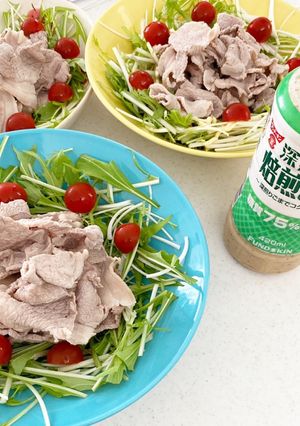 豚肉と水菜とミニトマトのおかずサラダ。-レシピのメイン写真