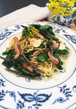 コウサイタイ（紅菜苔）の塩焼きそば-レシピのメイン写真
