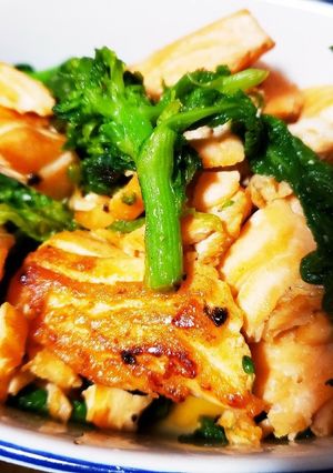 ※菜の花とサーモンのペッパー醤油炒め※-レシピのメイン写真