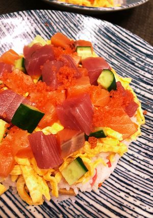 ひな祭りに☆ピンクのコロコロ海鮮チラシ-レシピのメイン写真