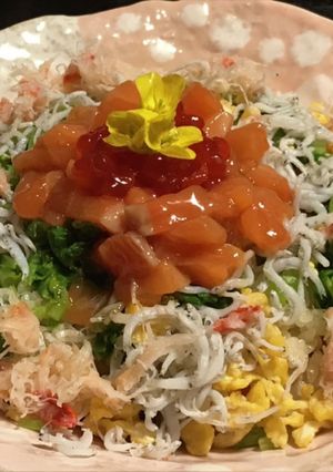 ♡舞茸入寿司ご飯のごちそう海鮮ちらし寿司-レシピのメイン写真
