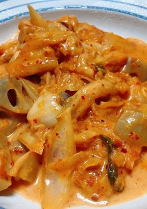 蓮根のキムチクリーム煮込み-レシピのメイン写真