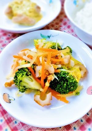 ブロッコリーとちくわのごま酢和え　給食-レシピのメイン写真