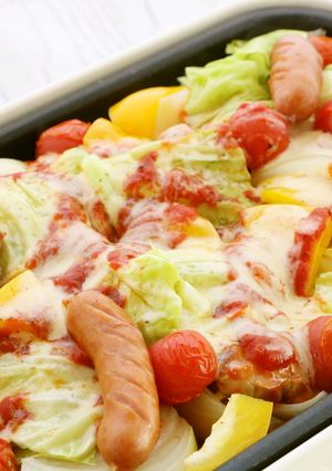 春野菜のカラフルぎゅうぎゅう焼き-レシピのメイン写真