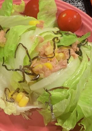 簡単♪包丁要らず！レタスツナコーンサラダ-レシピのメイン写真