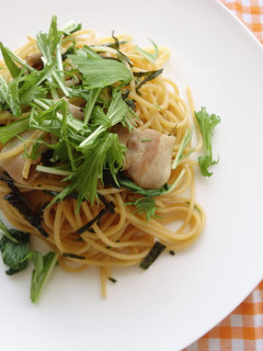 豚バラと水菜の和風スパゲッティ【ほこた】-レシピのメイン写真