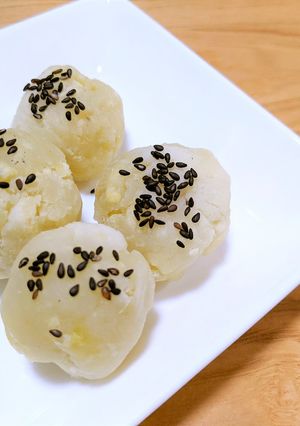 桃の節句に！電子レンジでさつまいも団子♡-レシピのメイン写真