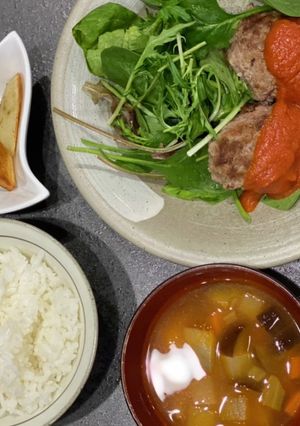 低フォド　夕飯の献立《ハンバーグ》-レシピのメイン写真