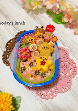星とお花いっぱい☆幼稚園キャラ弁当☆-レシピのメイン写真