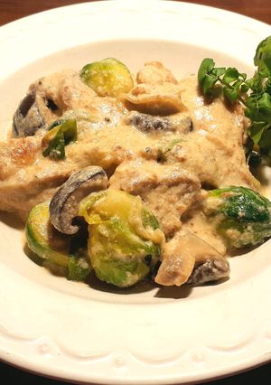 鶏肉と野菜と茸の発酵クリーム煮　発酵玉葱-レシピのメイン写真