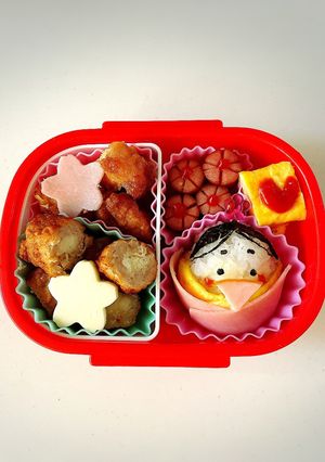 簡単！年少さんの幼稚園おひなさま弁当♡-レシピのメイン写真